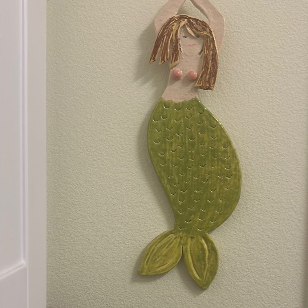 Handcrafted Mermaid Wall Decor - Green and Brown